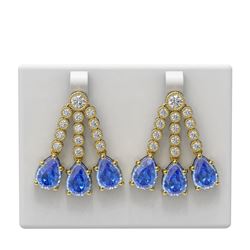 21.42 ctw Tanzanite & Diamond Earrings 18K Yellow Gold