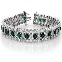 14.50 ctw Emerald & Diamond Bracelet 14k White Gold