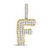 Image 1 : 10kt Yellow Gold Mens Round Diamond "F" Charm Pendant 1.00 Cttw