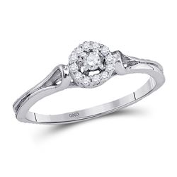 10kt White Gold Round Diamond Solitaire Bridal Wedding Engagement Ring 1/10 Cttw