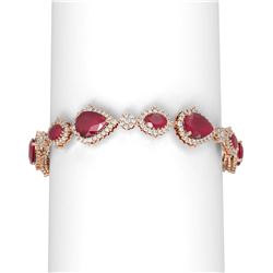 33.90 ctw Ruby & Diamond Bracelet 18K Rose Gold