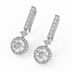 3 ctw Diamond Designer Earrings 18K White Gold
