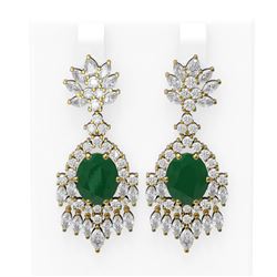 16.04 ctw Emerald & Diamond Earrings 18K Yellow Gold