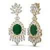 Image 2 : 16.04 ctw Emerald & Diamond Earrings 18K Yellow Gold