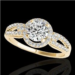 1.25 ctw Certified Diamond Solitaire Halo Ring 10k Yellow Gold