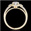 Image 2 : 1.25 ctw Certified Diamond Solitaire Halo Ring 10k Yellow Gold