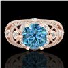 Image 2 : 2 ctw Intense Blue Diamond Engagment Art Deco Ring 18k Rose Gold