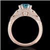 Image 3 : 2 ctw Intense Blue Diamond Engagment Art Deco Ring 18k Rose Gold