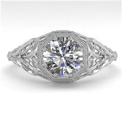 1.0 ctw VS/SI Diamond Solitaire Ring Art Deco 14k White Gold