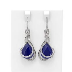 22.9 ctw Sapphire & Diamond Earrings 18K White Gold