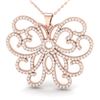 Image 1 : 2 ctw VS/SI Diamond Micro Pave NECKALCE Butterfly 14k Rose Gold