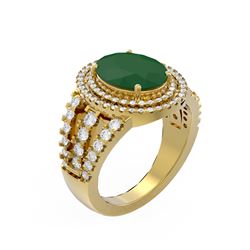 5.39 ctw Emerald & Diamond Ring 18K Yellow Gold
