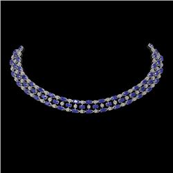63.65 ctw Sapphire & Diamond Necklace 10K White Gold