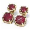 Image 3 : 15.93 ctw Ruby & Diamond Earrings 18K Yellow Gold