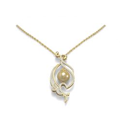 0.83 ctw Diamond & Pearl Necklace 18K Yellow Gold