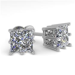 1.0 ctw VS/SI Princess Diamond Stud Earrings 18k White Gold
