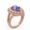 Image 2 : 4.52 ctw Certified Tanzanite & Diamond Victorian Ring 14K Rose Gold