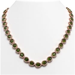 35.13 ctw Tourmaline & Diamond Micro Pave Halo Necklace 10k Rose Gold