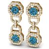 Image 2 : 4 ctw SI/I Intense Blue Diamond Earrings 18K Yellow Gold