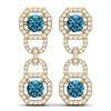 Image 3 : 4 ctw SI/I Intense Blue Diamond Earrings 18K Yellow Gold