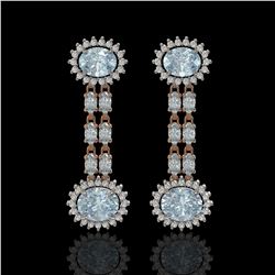 9.85 ctw Sky Topaz & Diamond Earrings 14K Rose Gold