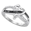 Image 1 : Sterling Silver Black Color Enhanced Round Pave-set Diamond Band Ring 1/10 Cttw