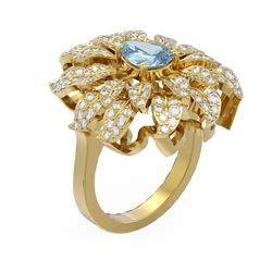 2.82 ctw Aquamarine & Diamond Ring 18K Yellow Gold
