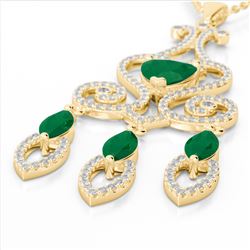 5.50 ctw Emerald & Micro Pave Diamond Heart Necklace 14k Yellow Gold