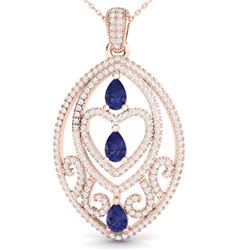 3.50 ctw Tanzanite & Micro VS/SI Diamond Heart Necklace 18 14k Rose Gold