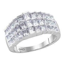 14kt White Gold Staggered Princess Diamond Arched Fashion Band Ring 2.00 Cttw