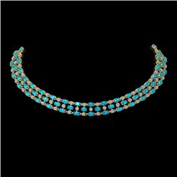 38.99 ctw Swiss Topaz & Diamond Necklace 10K Yellow Gold
