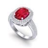 Image 2 : 3.50 ctw Ruby & Micro Pave VS/SI Diamond Certified Ring 18k White Gold
