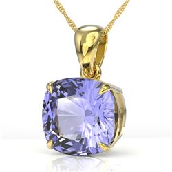 6 Cushion Cut Tanzanite Designer Necklace 18k Yellow Gold