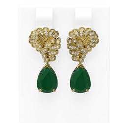 7.73 ctw Emerald & Diamond Earrings 18K Yellow Gold