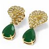 Image 3 : 7.73 ctw Emerald & Diamond Earrings 18K Yellow Gold