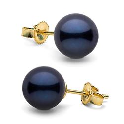 Black Akoya Pearl Stud Earrings, 7.0-7.5mm
