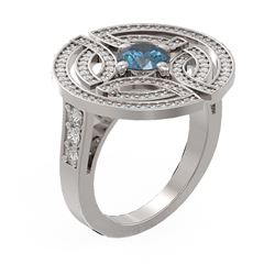 2.15 ctw Intense Blue Diamond Ring 18K White Gold