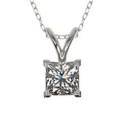 0.50 ctw Certified VS/SI Quality Princess Diamond Necklace 10k White Gold
