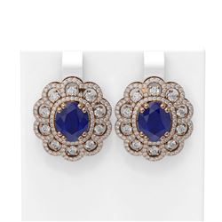 12.21 ctw Sapphire & Diamond Earrings 18K Rose Gold