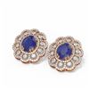 Image 3 : 12.21 ctw Sapphire & Diamond Earrings 18K Rose Gold