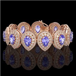 50.04 ctw Tanzanite & Diamond Victorian Bracelet 14K Rose Gold