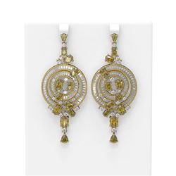 20.11 ctw Canary Citrine & Diamond Earrings 18K Yellow Gold