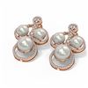 Image 3 : 2.61 ctw Diamond & Pearl Earrings 18K Rose Gold
