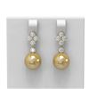 Image 1 : 1.2 ctw Diamond & Pearl Earrings 18K Yellow Gold