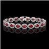 Image 1 : 15.2 ctw Ruby & Diamond Micro Pave Halo Bracelet 10k White Gold