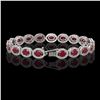 Image 2 : 15.2 ctw Ruby & Diamond Micro Pave Halo Bracelet 10k White Gold