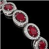 Image 3 : 15.2 ctw Ruby & Diamond Micro Pave Halo Bracelet 10k White Gold