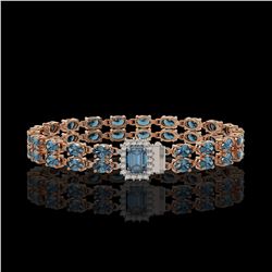 17.34 ctw London Topaz & Diamond Bracelet 14K Rose Gold