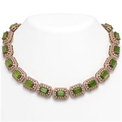 130.05 ctw Tourmaline & Diamond Victorian Necklace 14K Rose Gold