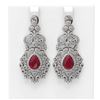 Image 1 : 13.62 ctw Ruby & Diamond Earrings 18K White Gold
